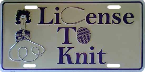 "License to Knit" or "License to Stitch" License Plate