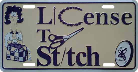 "License to Knit" or "License to Stitch" License Plate