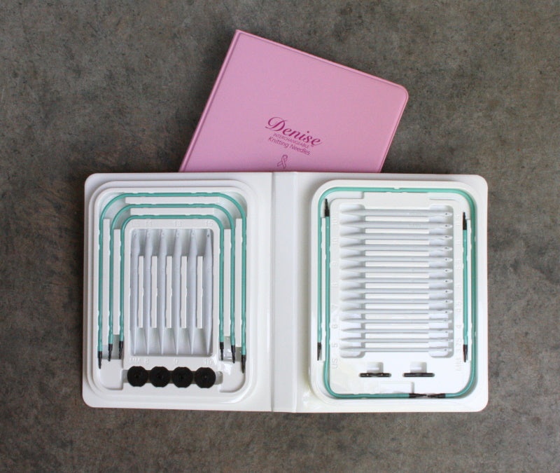 Pink Knitting Kit, Gray Needles